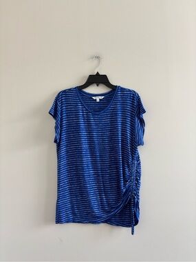 Liverpool Top Blue Stripe T-Shirt Short Sleeve Knit Womens M Preppy Beach
